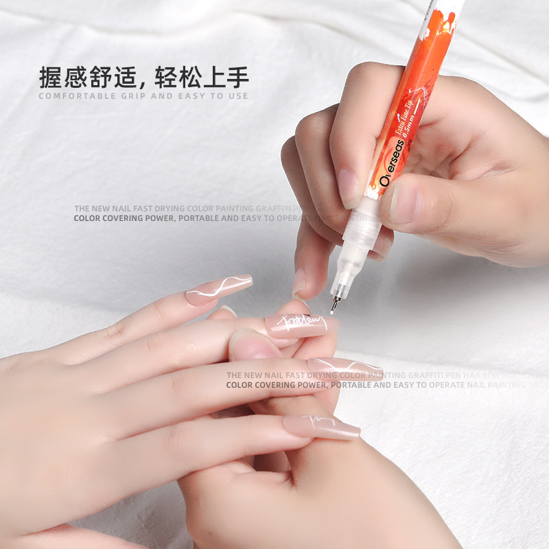 Nuevo lápiz de manicuras en línea pintado de uñas pintado de acrílico pintado de pintura de color negro y blanco gradiente francés de dibujo de línea de fototerapia