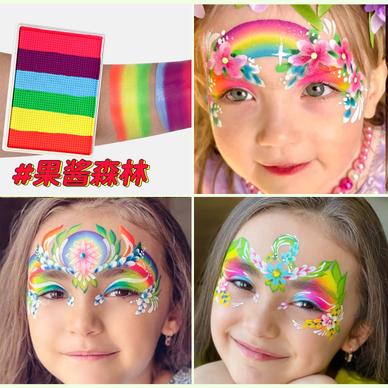 50g 6 colores a juego Arco Iris tira cara pintura a base de agua color a juego pigmento lavable cuerpo Arco Iris Cara color cubierta