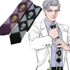 Anime JOJO tie Kira Yoshikage's Bizarre Adventure skull black purple green men's hand tie