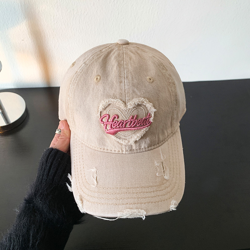 Amor lavado con agua gorra de béisbol de vaqueros mujer retro agujero viejo gorro ancho gorro gorra gor