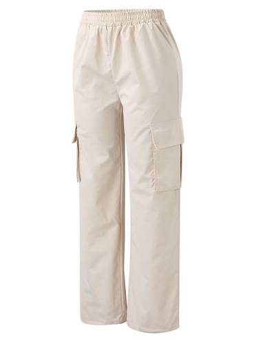 Women's Summer New Design High Street Work Pants, No Belt, High-Waisted Wide Leg Straight Leg Loose Casual Long Pants