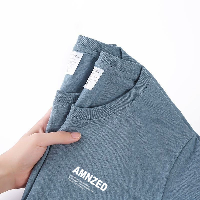 Летняя дикая базовая оптовая продажа футболки сплошного цвета 25 лет обязательная свободная буквенно-буквенно-нижняя рубашка с принтом большого размера