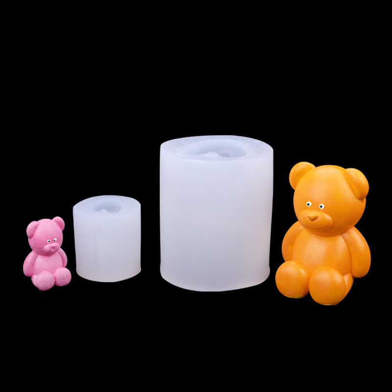 Grandes y pequeños 3D oso silicona molde yeso vela aromaterapia DIY epoxi accesorios de decoración de mesa