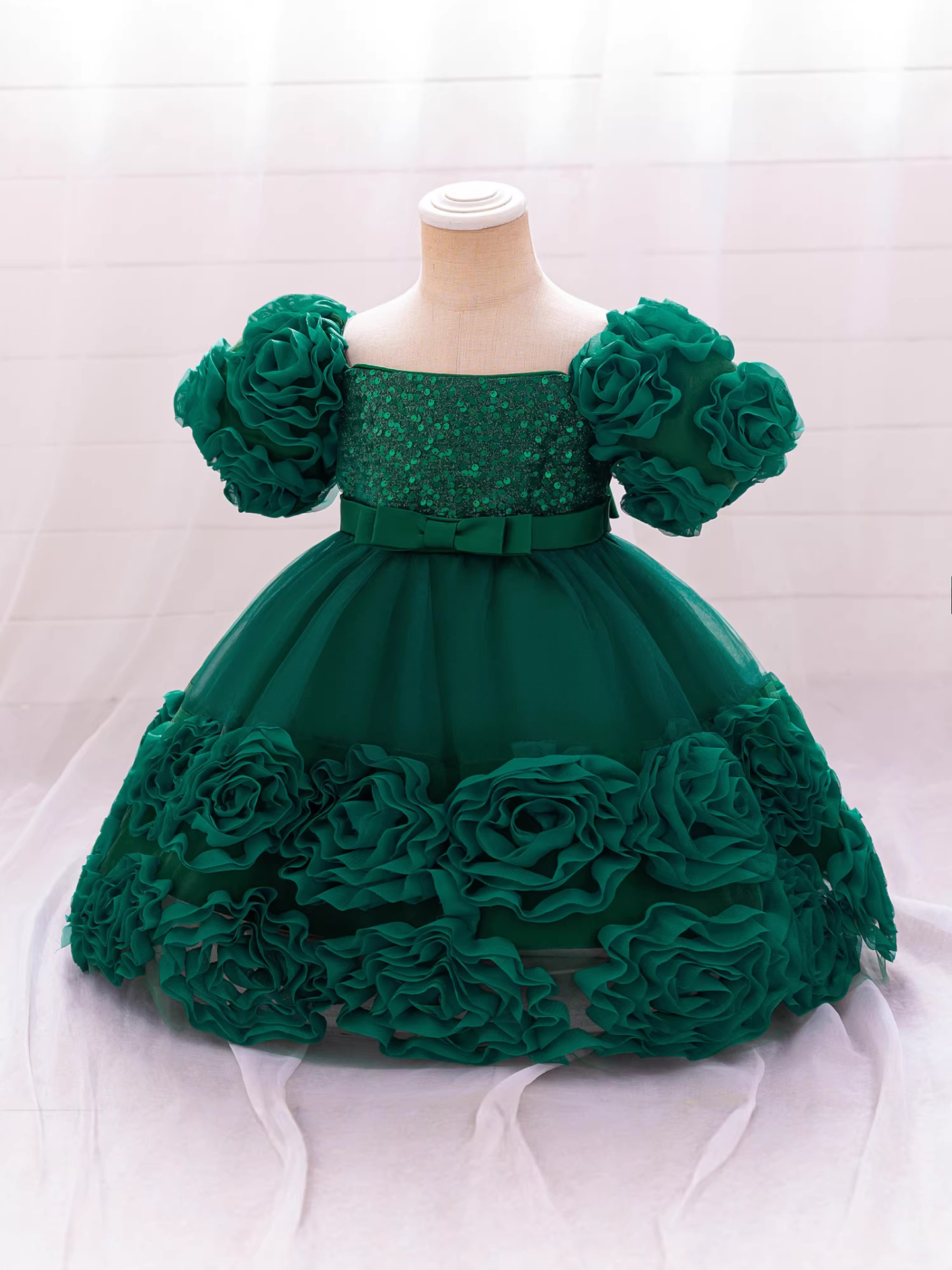 Nuevo vestido de niña transfronterizo vestido de princesa decal vestido de princesa vestido de cumpleaños vestido vestido de rosa vestido de niña