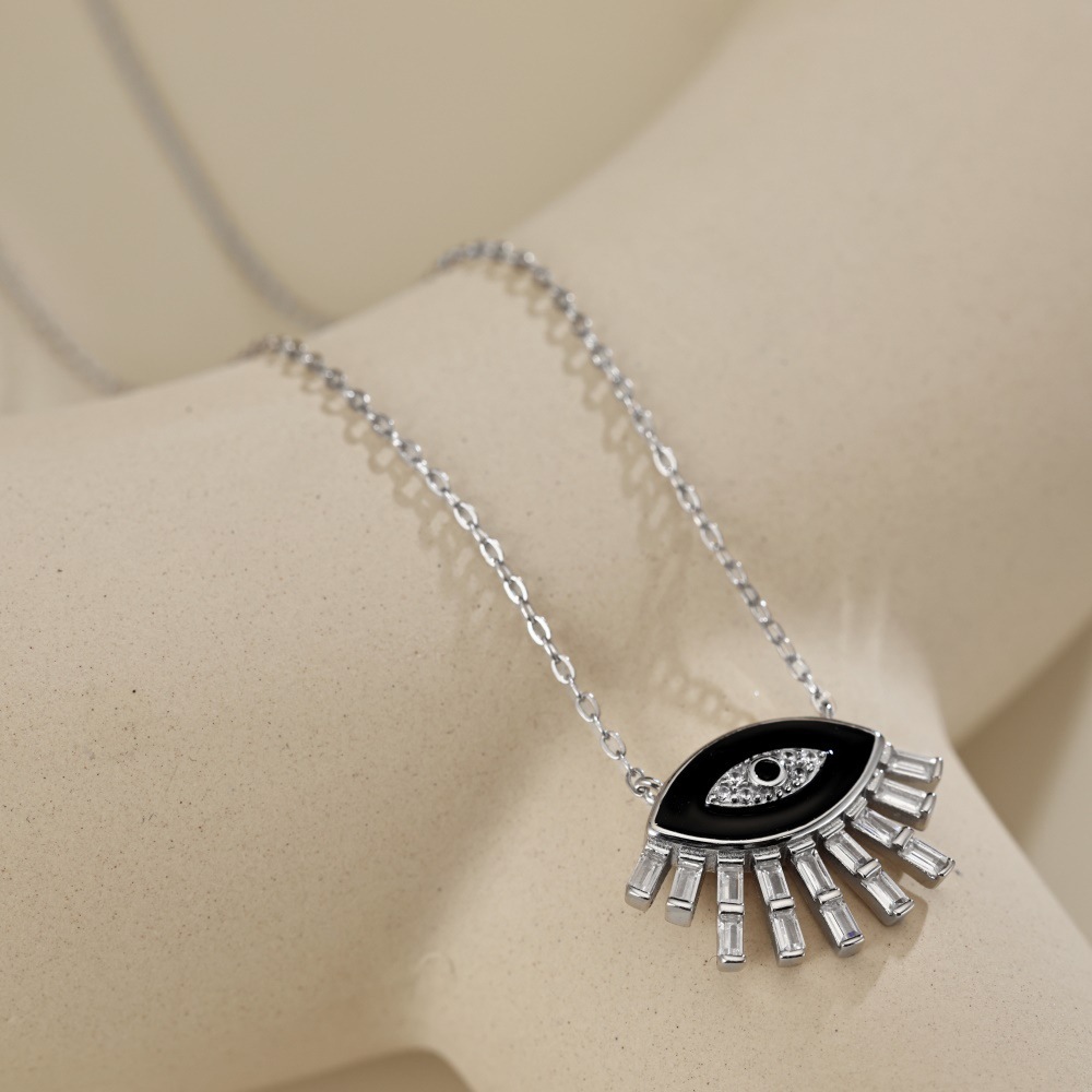 7g Weight 925 Sterling Silver Pendant Material Zircon Inlay Material Pendant Necklace Classification 925 sterling silver Chain Material cable chain Chain Type 1 Piece Quantity Daily Occasion 925 Sterling Silver Material Palm, Eye Pattern Women's Gender Hollow Out, Inlay Design Simple Style, IG Style Style 925 Sterling Silver Zircon Cable Chain Hollow Out Inlay Palm Eye Pendant Necklace 49