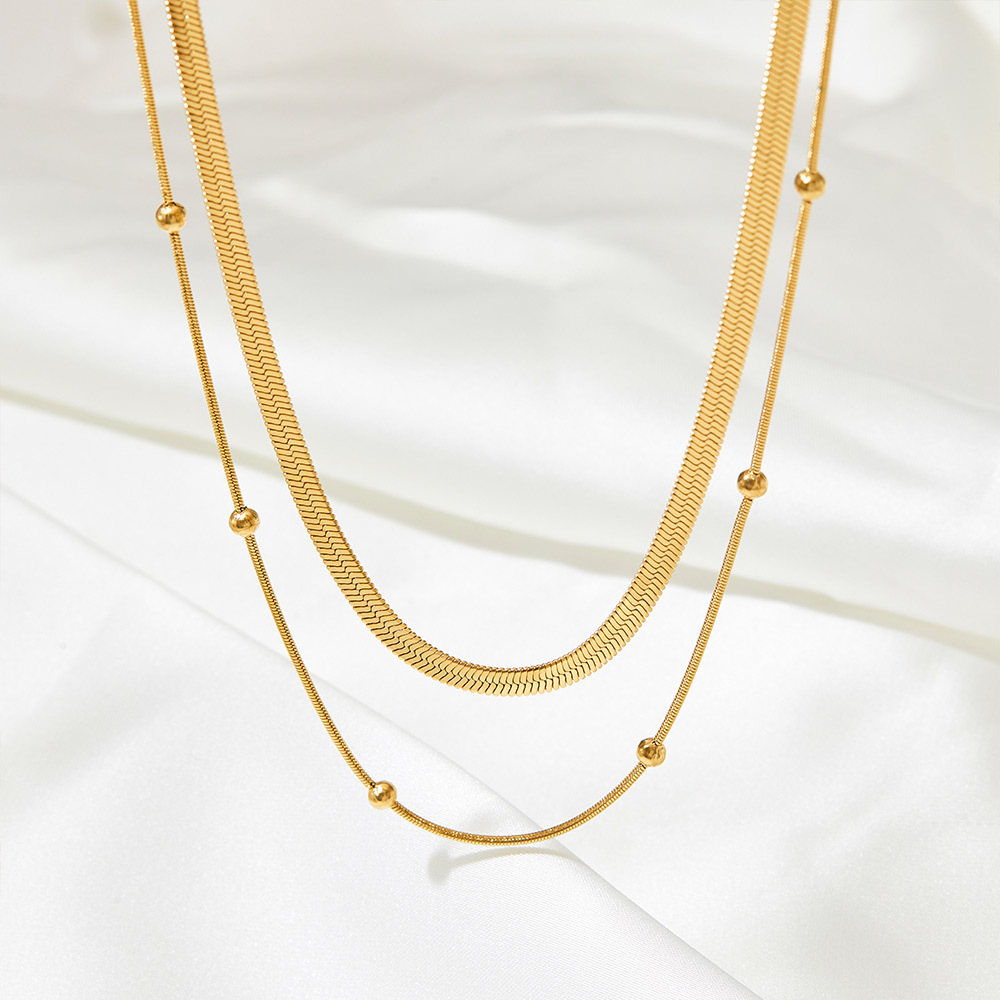Wholesale Simple Style Solid Color Stainless Steel Titanium Steel Layered Necklaces_colorza_4
