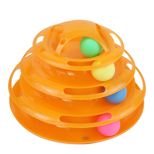 Pet supplies Amazon new product self-playing four-layer cat turntable interactive educational cat toy cat tower to relieve boredom toy ball