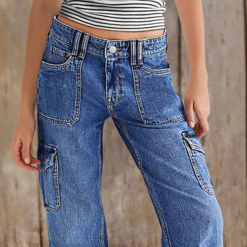 Jeans droits slim taille haute élastiques pour femmes, collection automne européenne et américaine_voghion.com