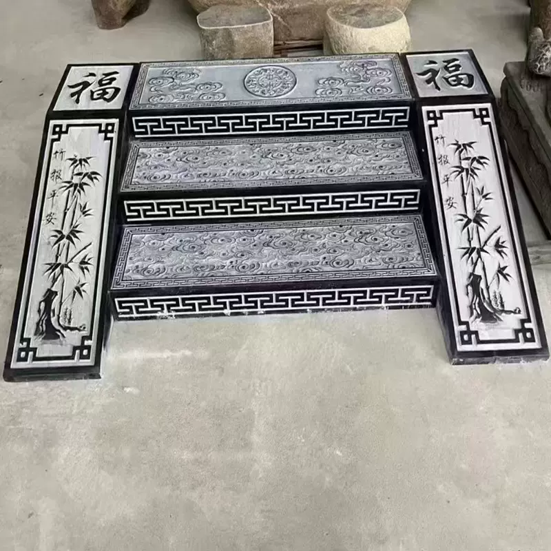石雕花岗岩台阶踏步石庭院青石门槛石汉白玉铺路石仿古踏步过门石