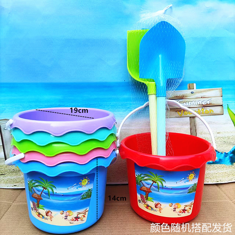 Juguetes de playa para niños al por mayor pala y set de barril castillo caricatura barril costera herramientas de excavación de arena parques puestos