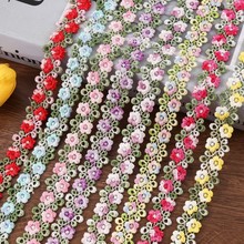 2CM宽彩色链条水溶刺绣花边渐变蕾丝双排梅花服饰配件创意DIY
