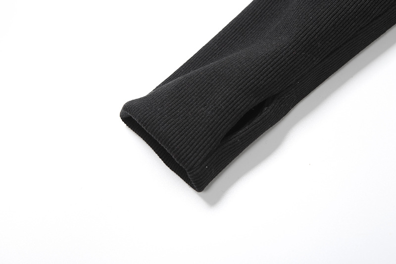 Winter Sexy Slim Short Patchwork Sweatshirt Solid Color Faux Leather Zipper Top