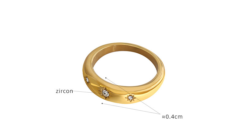 Fashion Star Titanium Steel Rings Plating Inlay Zircon Stainless Steel Rings
