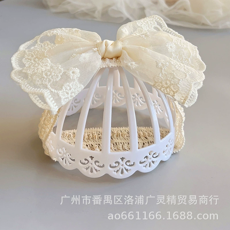 Очень большой кружевной бант для волос для маленьких девочек, защищающий солнцезащитный головной убор Fontanelle, эластичная повязка на голову в полнолуние, сто дней
