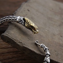 【响尾蛇手链】S925银镶铜潮男配饰纯手工编织本命生肖蛇撞色手链