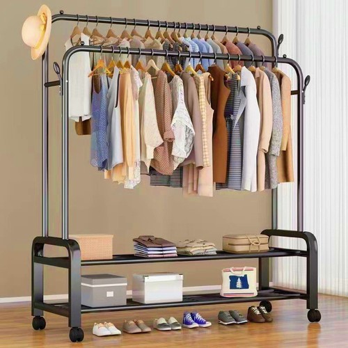 Clothes drying rack floor-standing folding indoor home thickening clothes drying rack clothes rack bedroom simple clothes and hats single pole