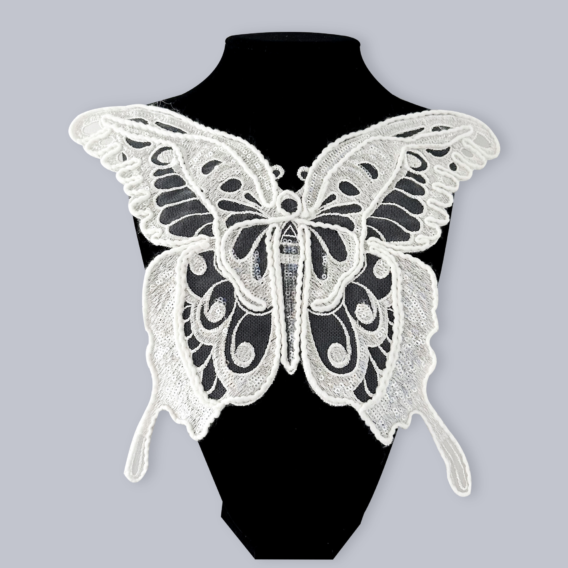 bordados transfronterizos mariposa ropa vestido accesorios de ropa infantil DIY blanco y negro decalca de encaje fábrica directa