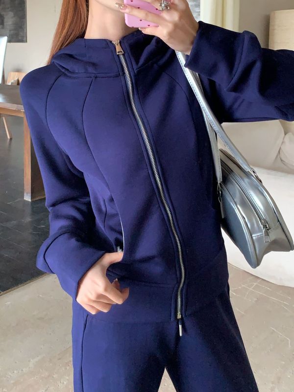 2025年时尚韩版秋冬新款宽松休闲套装女高级感修身连帽卫衣运动服|undefined