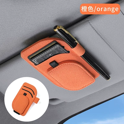 Storage, Car Document Sun Visor, Car Glasses Clip/Bill Clip - orange