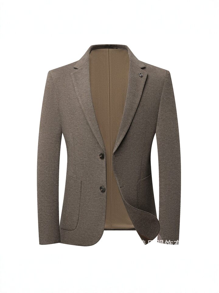 Áo vest nam dáng ôm chất liệu dệt kim chống nhăn, tay dài cổ vest một hàng hai cúc — Màu nâu cà phê, Xám nhạt, Xám đậm