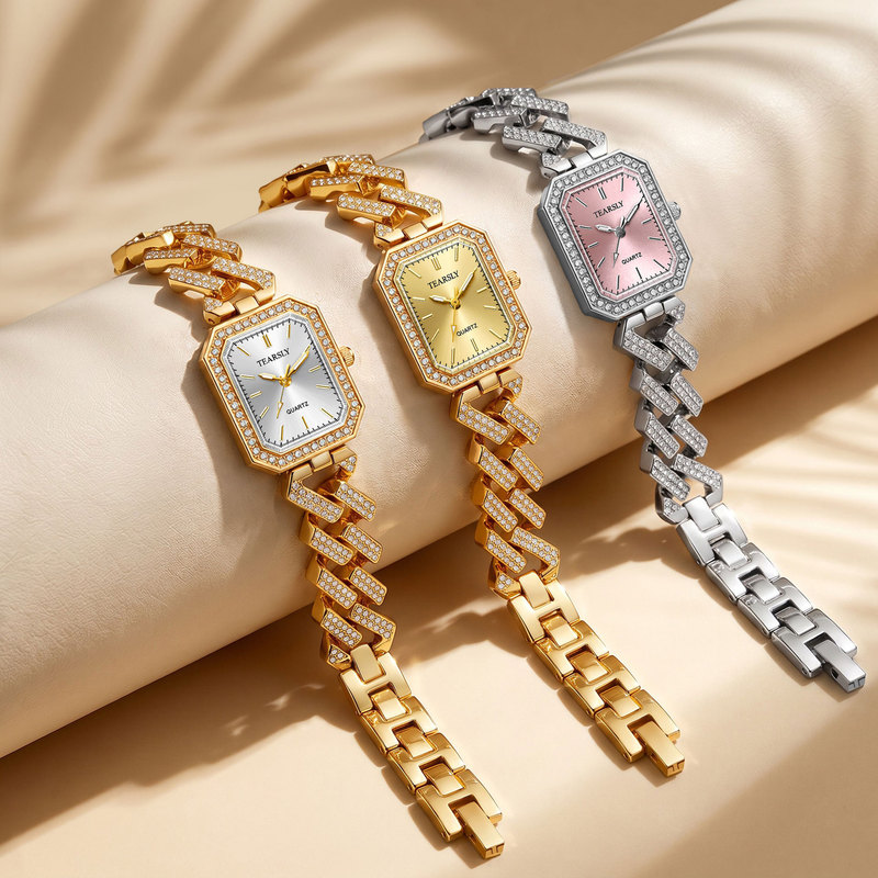 Cross-border bestseller diamond-encrusted Cuban chain women's watch, octagonal square quartz watch, new luminous women's watch, wholesale customization Cross-border bestseller diamond-encrusted Cuban chain women's watch, octagonal square quartz watch, new luminous women's watch, wholesale customization