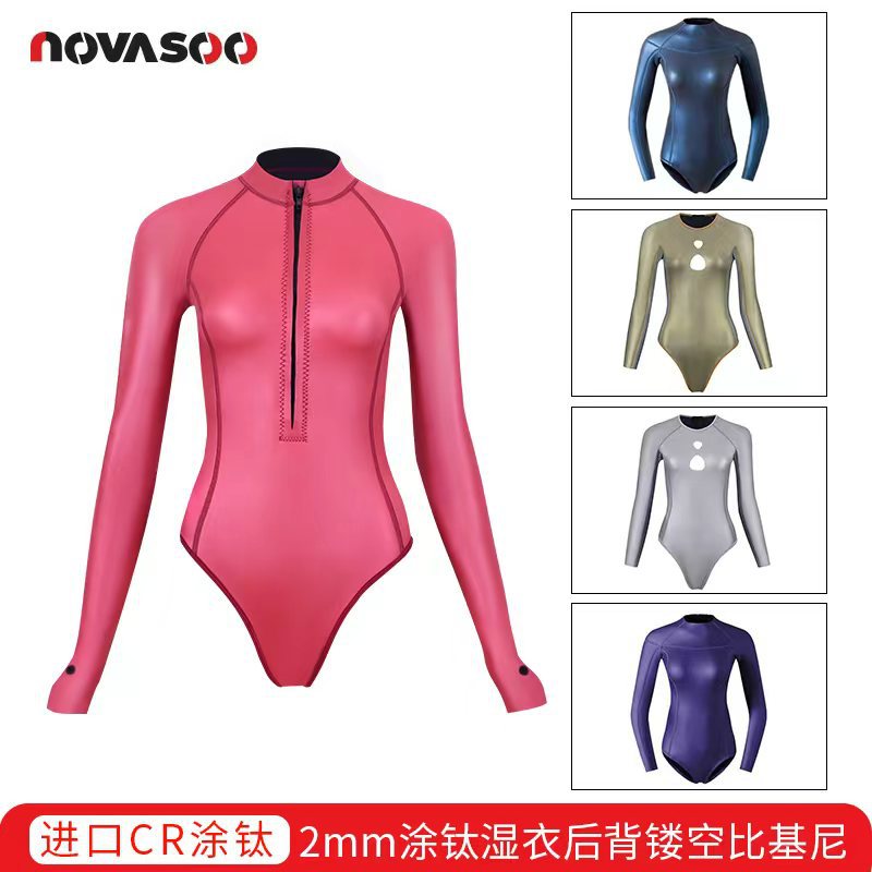 In-Stock 2mm Bikini Freediving Wetsuit Surfing Suit One-Piece Swimsuit Titanium-Coated Diving Suit High Elasticity Waterproof