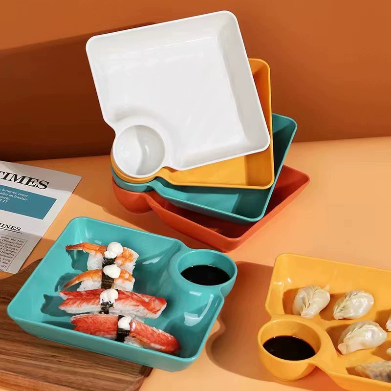 В наличии pp Квадратная пластиковая тарелка для пельменей в японском стиле с уксусным блюдом Бытовая тарелка для пельменей Тарелка для суши Dispel Snack Disk