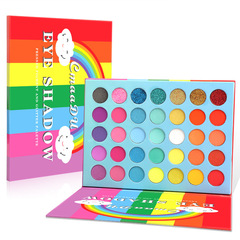 Cross-border 35-color iridescent matte eye shadow with metal, anti-transfer, sparkling colored eye shadow palette, painted foreign trade makeup