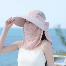 新款遮阳帽女夏季户外干活采茶帽透气可遮脸骑车太阳帽大檐防晒帽
