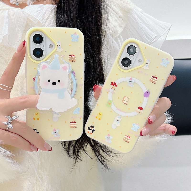 Postres lindos de dibujos animados, atracción magnética West Highland, soporte iphone15 para 16ProMax Apple 13 dos en uno 14