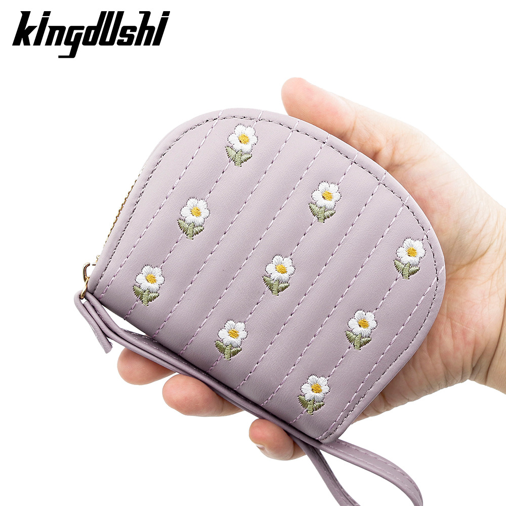 Coreano pequeño fresco bordado damas cartera corta bolsa de tarjeta de órgano bolsa de mano bolsa de mujer bolsa de cambio bolsa con cremallera bolsa al por mayor
