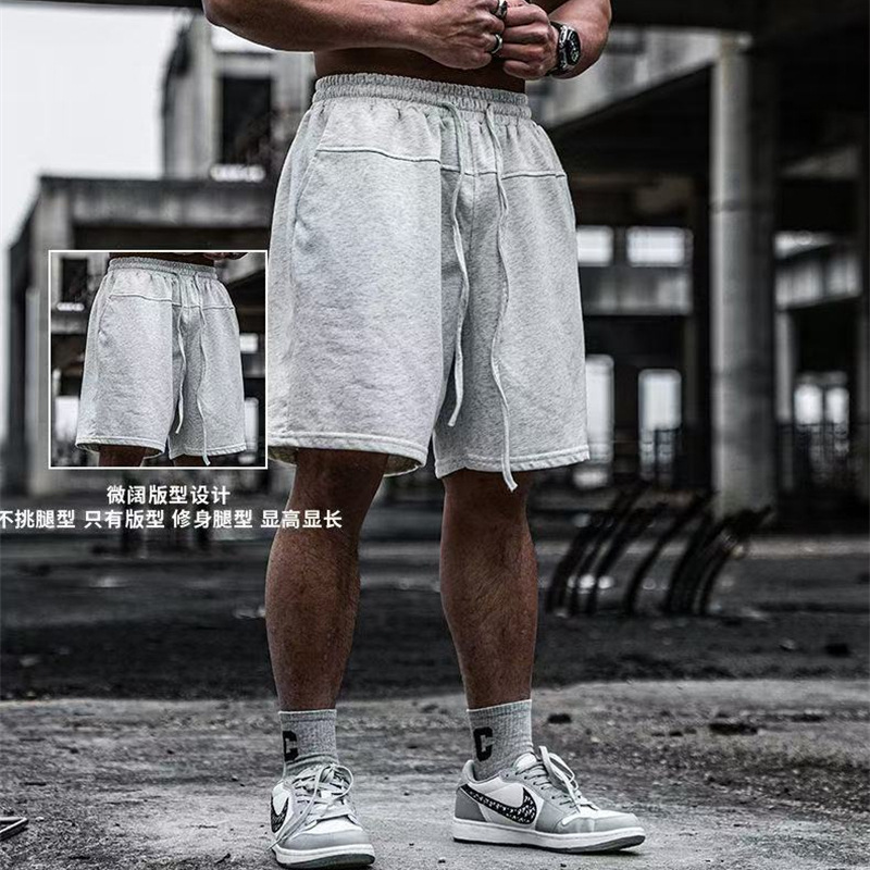 American Style Retro Casual Shorts Men's Summer Fitness Running Basketball Pants Solid Color Loose plus size Sports Pants