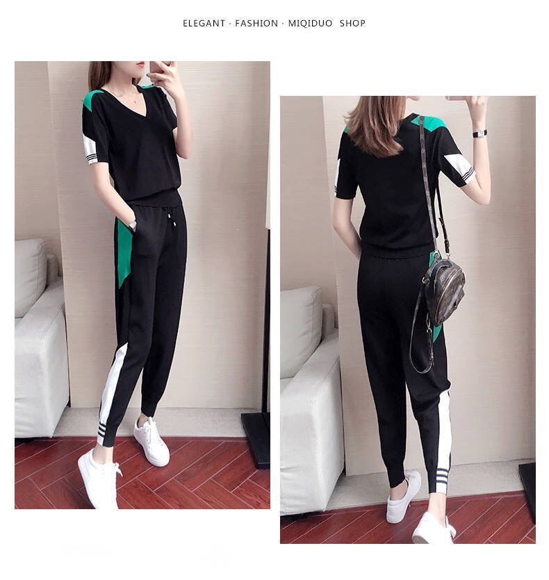 Women's Casual Sports Suit Set Short Sleeved Cropped Pants Fashionable And Stylish Two Piece Set Summer Style 2026 Popular New_ecoleips.com