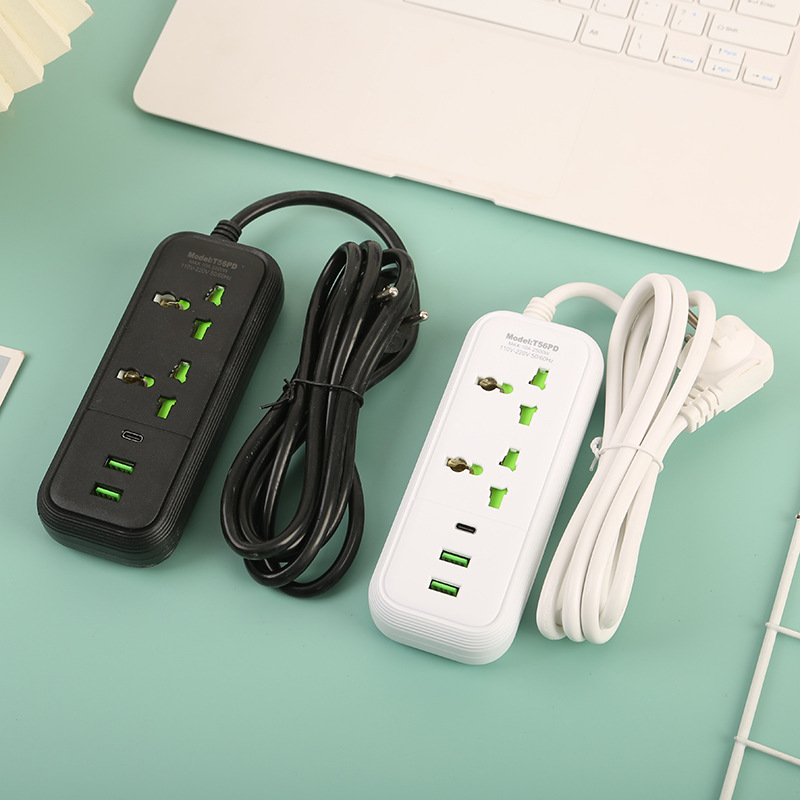 T56英标欧标美标2位2UB+1Type-c接口黑壳白壳中性彩盒包装