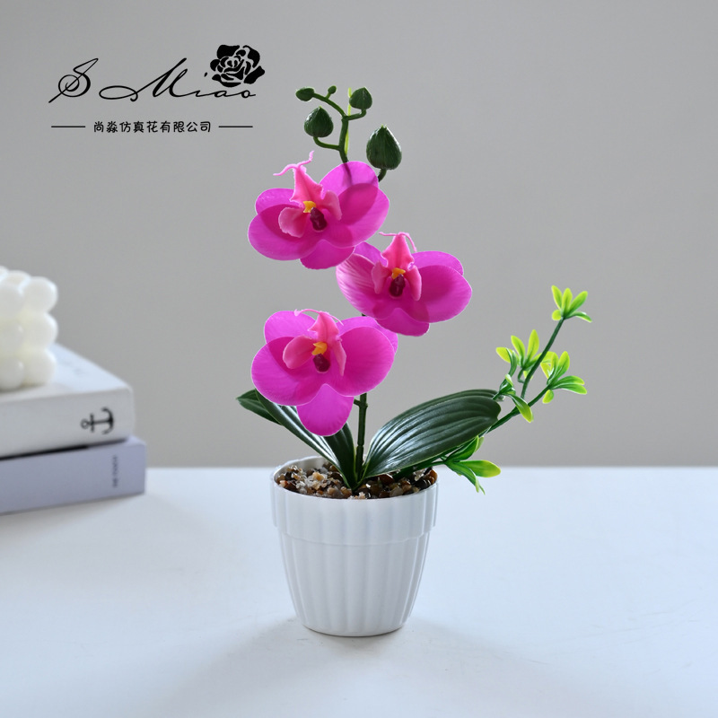 Simulación de flores pequeñas cuatro flores orquídeas mariposa fábrica de bonsai directamente para flores artificiales adornos de decoración interior flores de seda imitación en maceta image 20