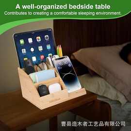 跨境木制办公桌面装饰置物架电子产品多功能实木笔筒收纳储物架