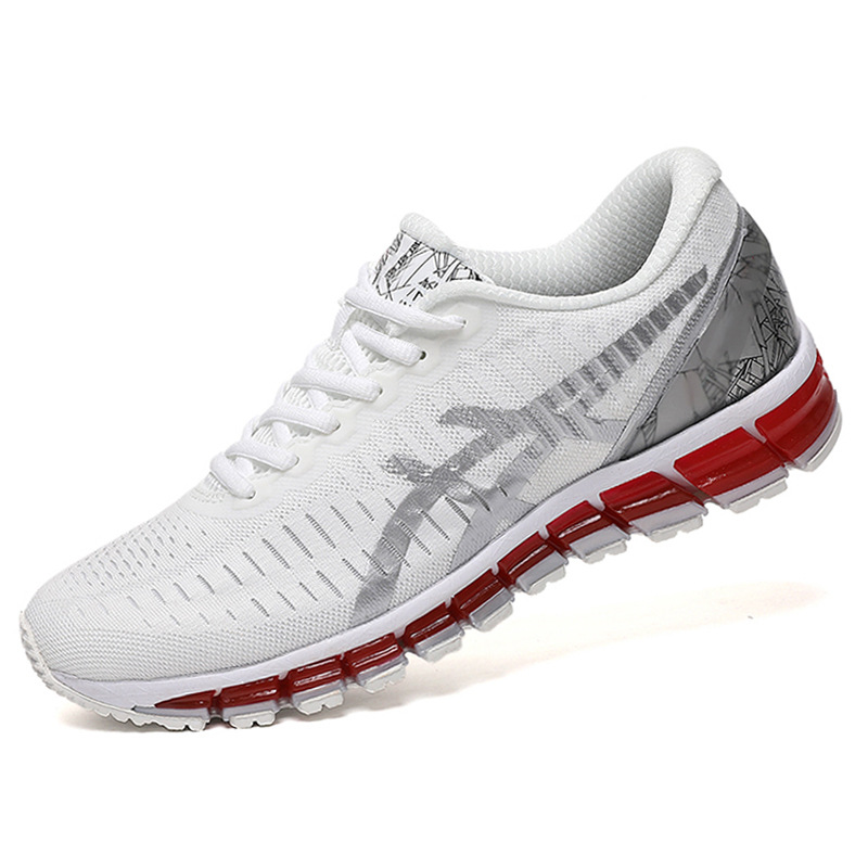 In-stock full-cushion sports shoes, Jacquard mesh breathable running shoes, men's lightweight shock-absorbing casual shoes for export