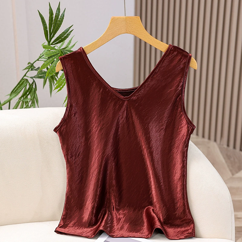 Шелковый атласный жилет для мамы, модный элегантный 2025, новинка лета для женщин среднего и пожилого возраста, внутренняя одежда без рукавов, дышащий топ в китайском стиле