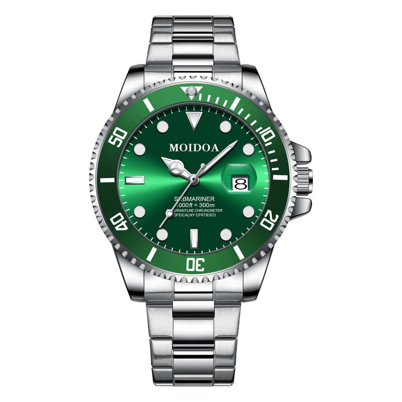 Moldo Green Water Ghost Imitation Mechanical Watch Hollow Watch Men's Luminous Calendar Waterproof Kuaishou Douyin Dropshipping