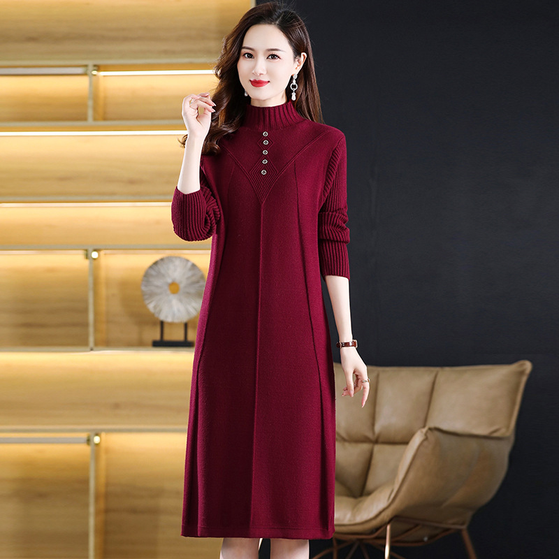 Knitted long knitted sweater dress