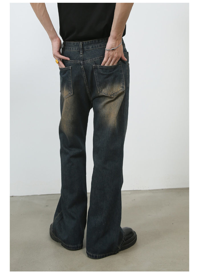 Quần jean nam ống đứng dáng suông rộng cạp vừa phong cách Hàn, vải denim giặt cổ điển — Xanh lam nhạt, Xám nhạt, Đất Sét chi tiết 8