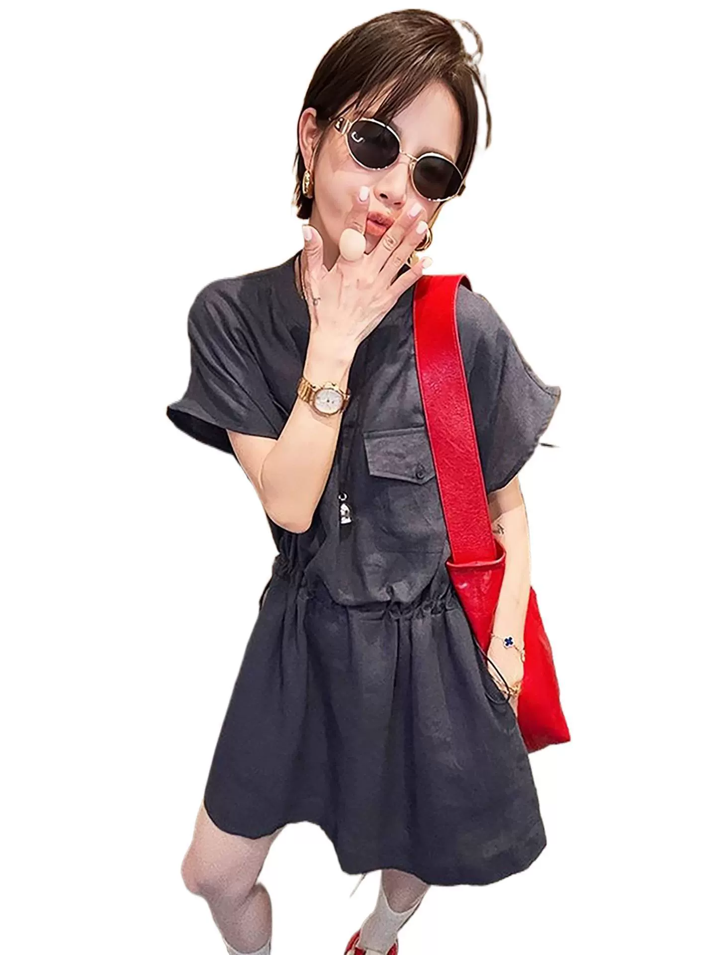 Dress, shirt, skirt, for teenagers, drawstring