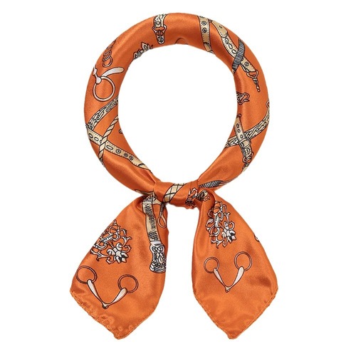 European and American new model imitation silk satin 50 square scarf Children's Day gift chain printed scarf small scarf