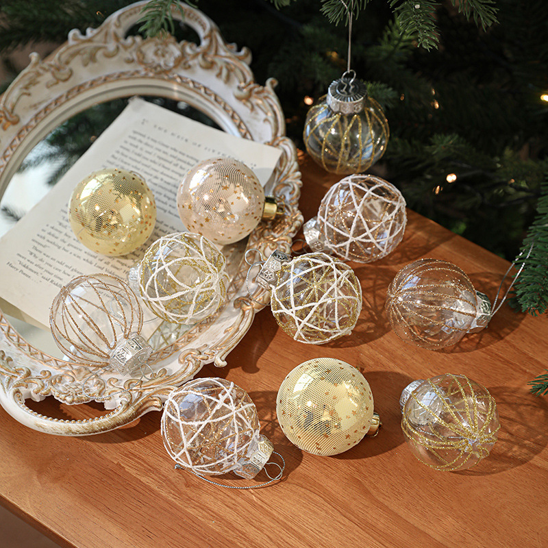 Nuevos productos de 6CM bolas de plástico de Navidad en caja paquete de líneas de polvo adhesivo árbol de Navidad colgante decoración colgante en stock image 3