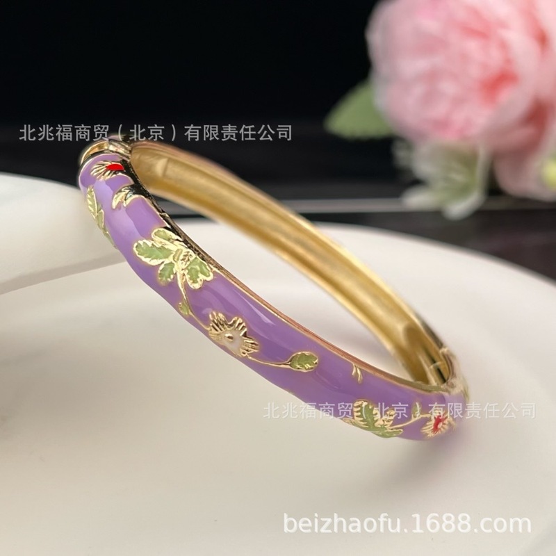 北京エナメルオイルドリップブレスレット、上質な花柄の女性用ブレスレット、紫禁城の旅行のお土産、人気のスポット|undefined