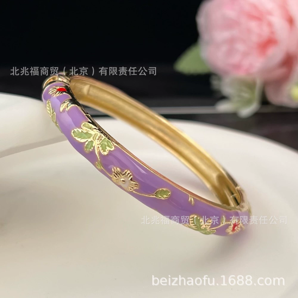 Браслет Cloisonné Flower (сплав), эмаль, этнический стиль, диаметр 6 см