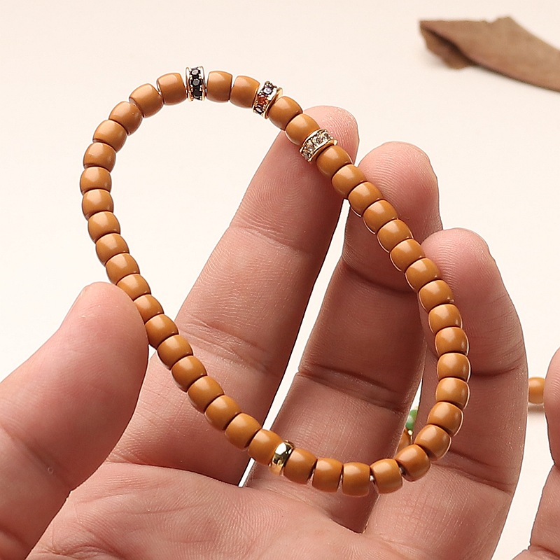 Authentic Olive Stone Buddhist Bead Bracelet For Men And Women_voghion.com