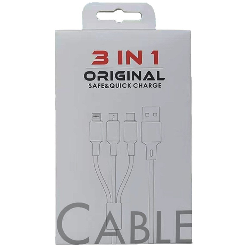 Cable de datos trenzado de carga rápida tipo C, tres en uno, carga rápida, adecuado para iPhone, Huawei y Xiaomi, cable de carga para teléfono móvil