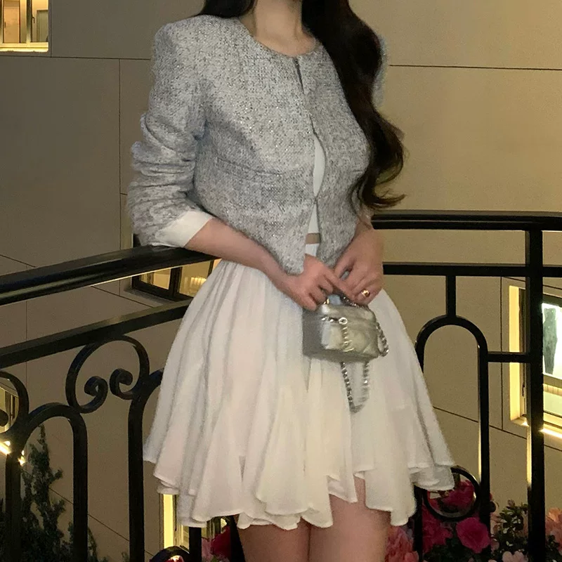Весеннее короткое пальто дизайна, стиль Chanel, стиль высокого качества, яркий запоминающийся стиль