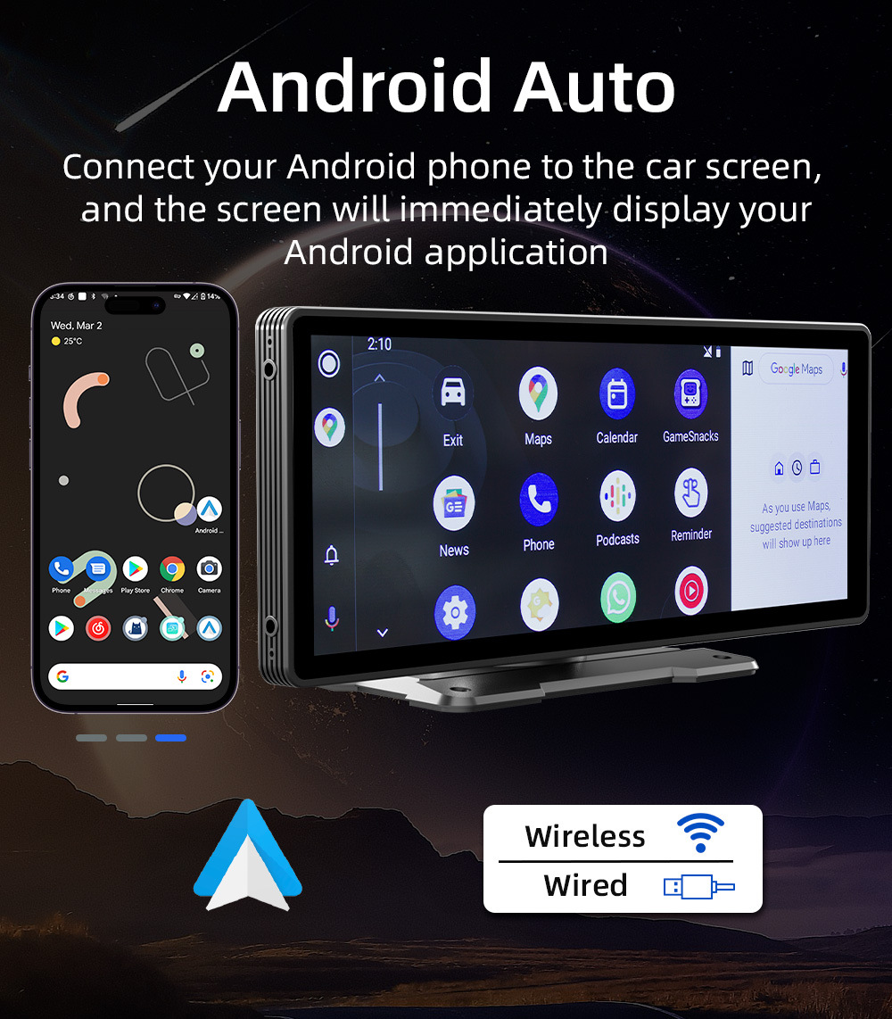 10.26-inch new smart screen central console dashcam car navigation wireless carplay portable car screen